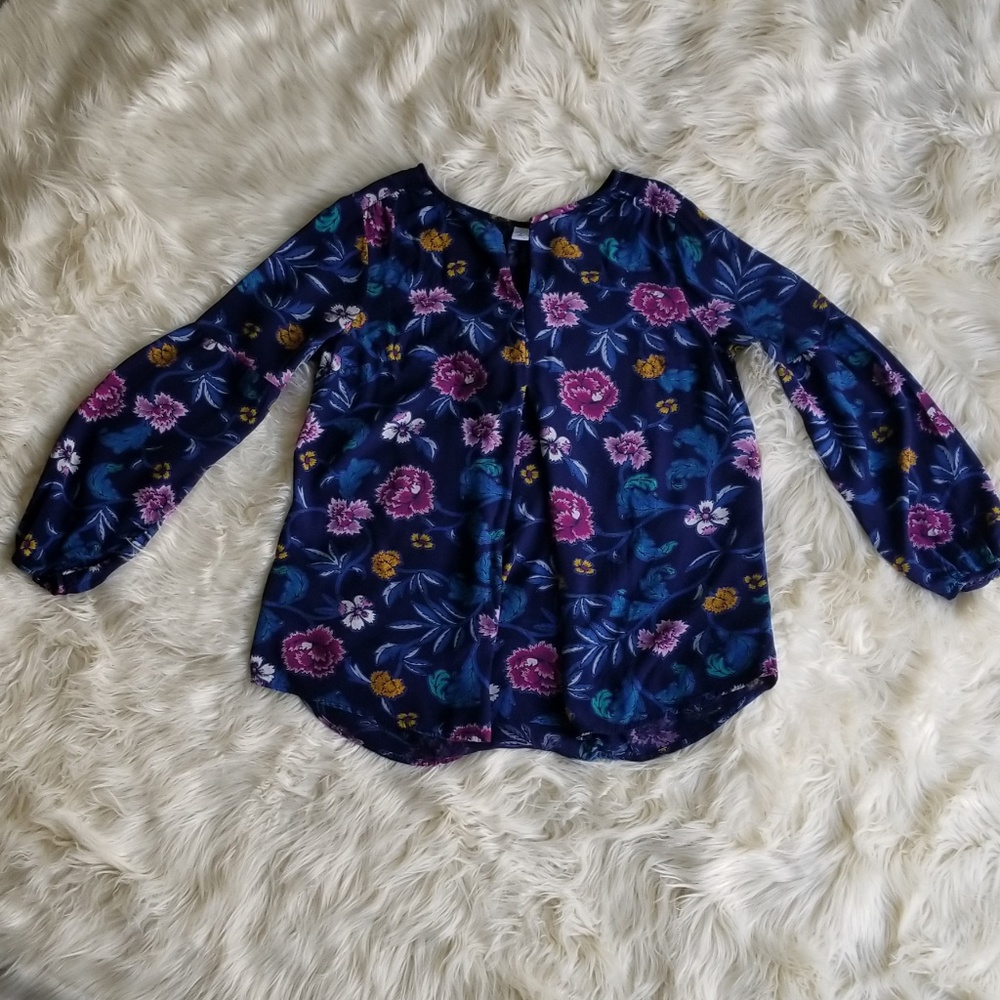 Navy Floral Maternity Top
